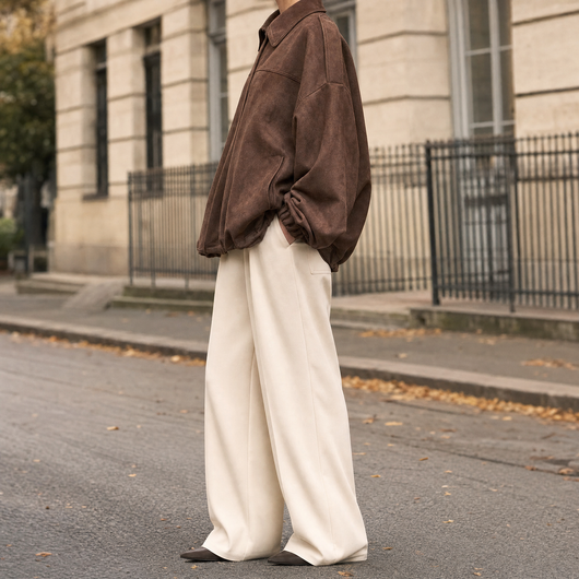 Ashcroft brown suede shirt jacket, side profile view