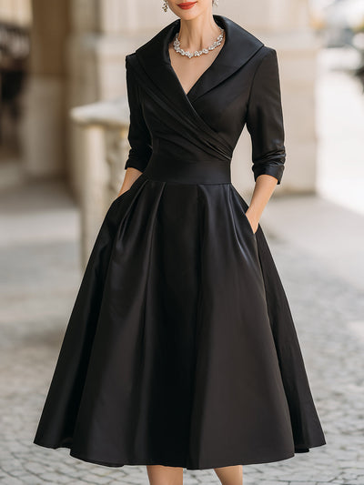 Helga | Damen Frühlings-Klassisches Wickel-Midikleid