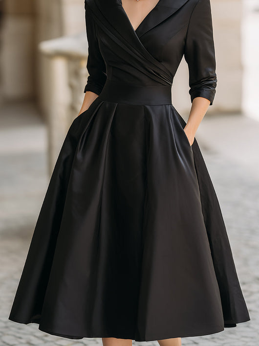 Helga | Damen Frühlings-Klassisches Wickel-Midikleid
