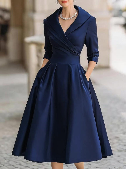 Helga | Damen Frühlings-Klassisches Wickel-Midikleid
