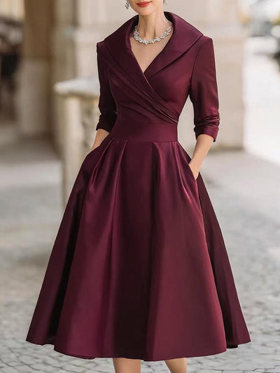 Helga | Damen Frühlings-Klassisches Wickel-Midikleid