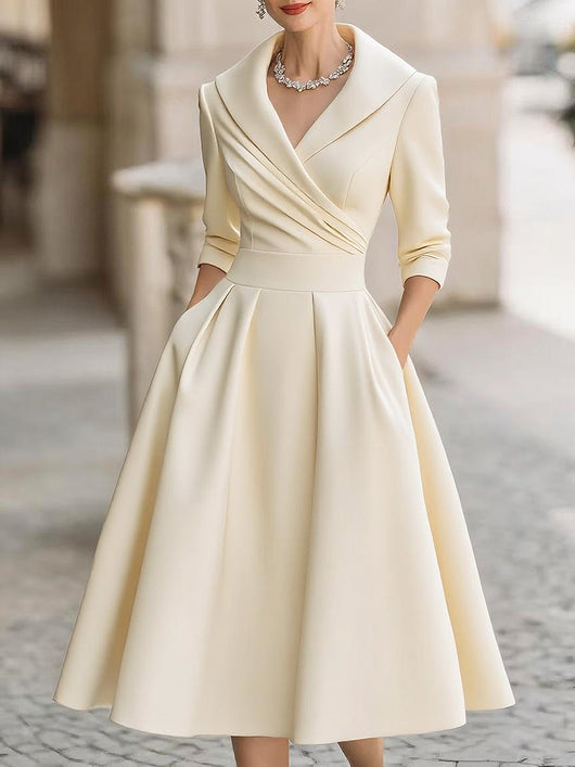 Helga | Damen Frühlings-Klassisches Wickel-Midikleid