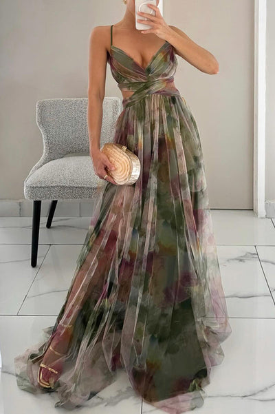 Selina | Damen Falten-Maxi-Kleid