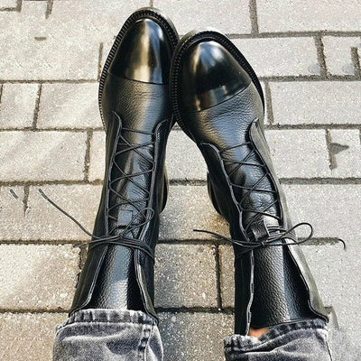 Doris | Damen Elegante Spitzstiefel mit Blockabsatz