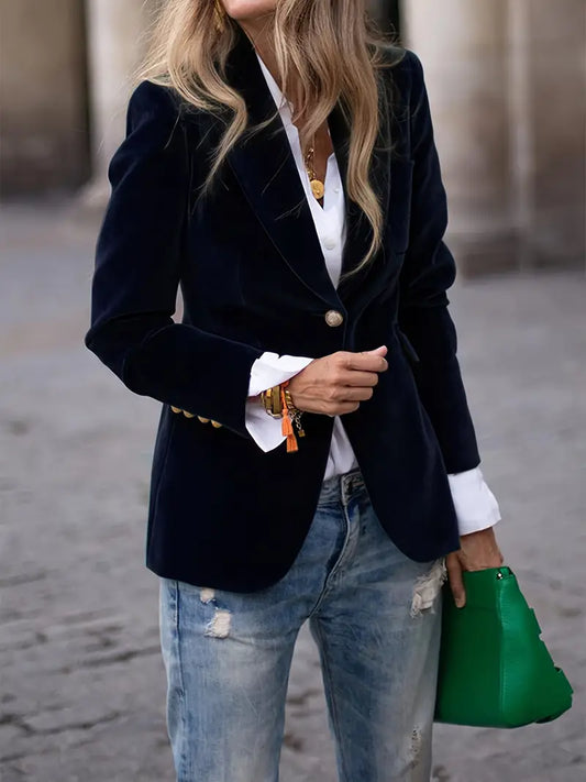Sabina | Damen Klassischer Blazer mit Ein-Knopf-Verschluss