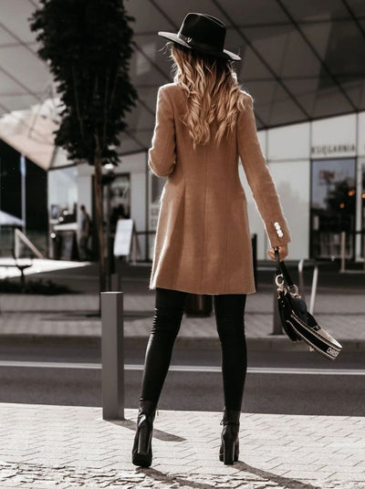 Amelie | Übergangsjacke Damen Doppelreihiger Langmantel Slim-Fit