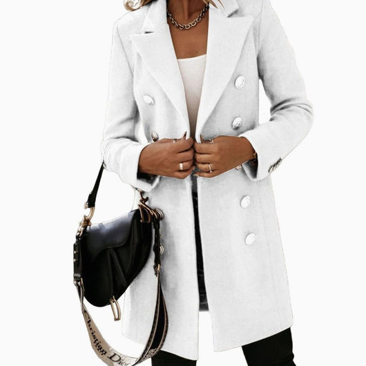 Amelie | Übergangsjacke Damen Doppelreihiger Langmantel Slim-Fit