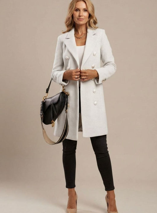Amelie | Übergangsjacke Damen Doppelreihiger Langmantel Slim-Fit