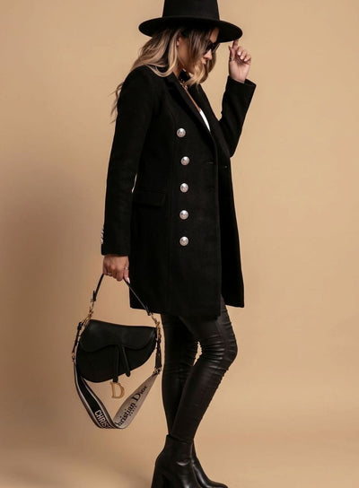 Amelie | Übergangsjacke Damen Doppelreihiger Langmantel Slim-Fit