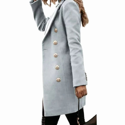 Amelie | Übergangsjacke Damen Doppelreihiger Langmantel Slim-Fit