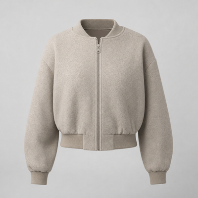 Bexley Fleece Bomber Jacket in grey, product shot