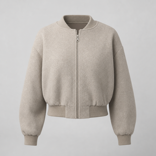Bexley Fleece Bomber Jacket in grey, product shot