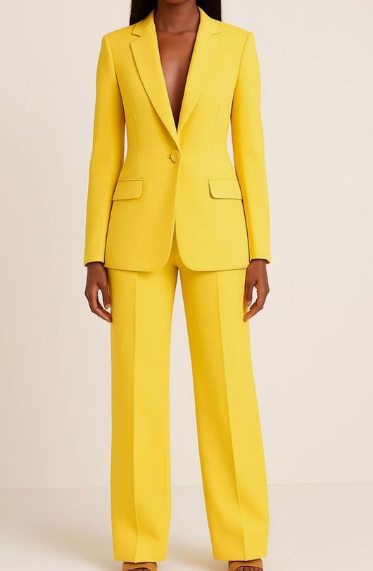 Hannah | Blazer Hosen Set für Damen Einknöpfiger Anzug Set Damen Elegant