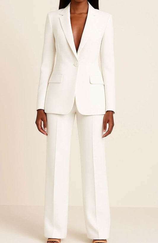 Hannah | Blazer Hosen Set für Damen Einknöpfiger Anzug Set Damen Elegant