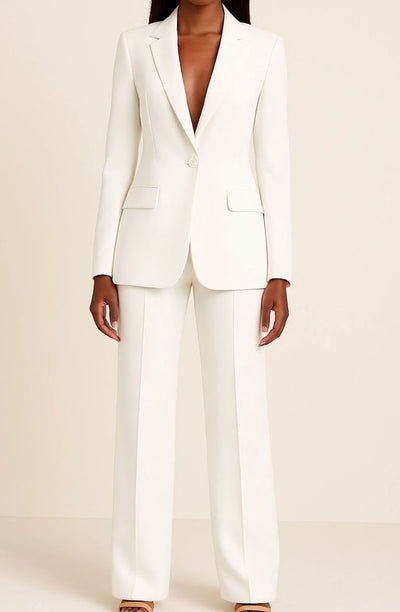 Hannah | Blazer Hosen Set für Damen Einknöpfiger Anzug Set Damen Elegant