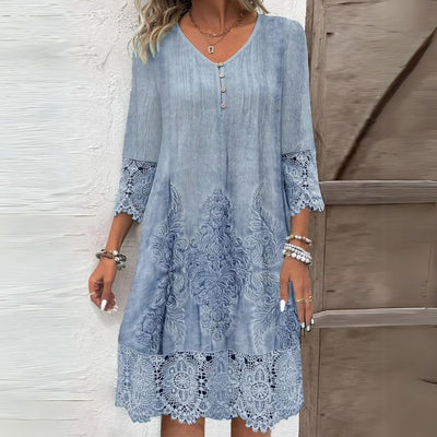Greta | Damen Vintage Spitzenbesatz Shift Kleid