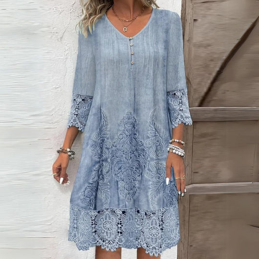 Greta | Damen Vintage Spitzenbesatz Shift Kleid