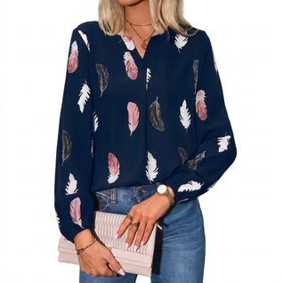 Damen Bluse Locker & Elegant – V-Ausschnitt Langarm