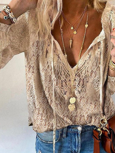 Tamara | Damen Elegante Boho-Bluse mit V-Ausschnitt