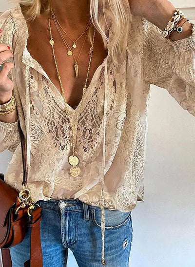 Tamara | Damen Elegante Boho-Bluse mit V-Ausschnitt