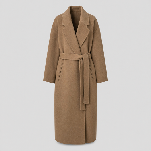 Bramford longline wool-blend coat in camel, product shot