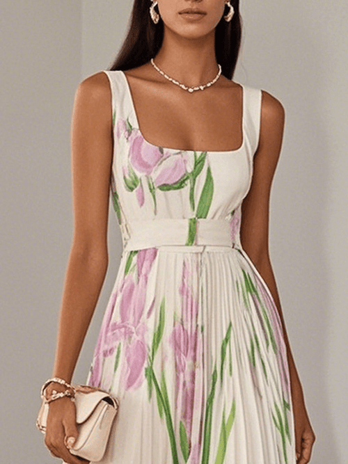 Brooklyn | Boho Geblümtes Fließendes Kleid in A-Linie