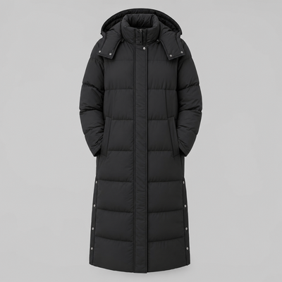 Camberley Longline Hooded Puffer Coat in black