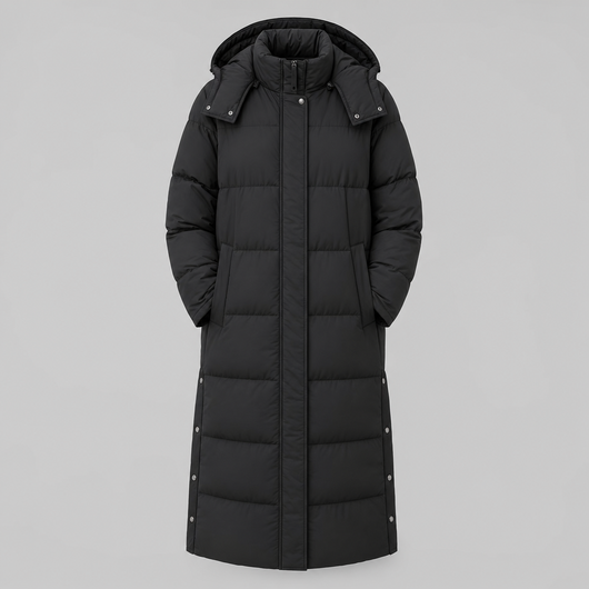 Camberley Longline Hooded Puffer Coat in black