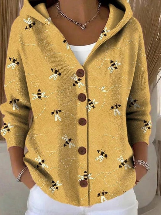Marie | Cassidy Strickjacke Damen Bunt Geknöpfte Hoodie Cardigan