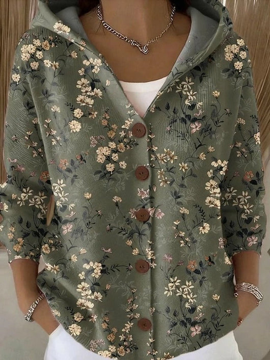 Marie | Cassidy Strickjacke Damen Bunt Geknöpfte Hoodie Cardigan