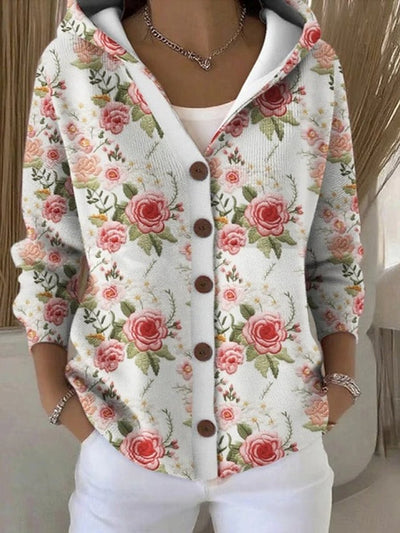 Marie | Cassidy Strickjacke Damen Bunt Geknöpfte Hoodie Cardigan
