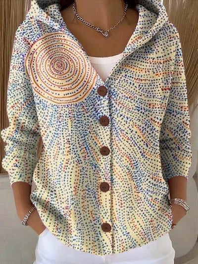 Marie | Cassidy Strickjacke Damen Bunt Geknöpfte Hoodie Cardigan