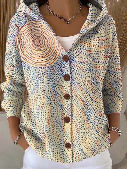 Marie | Cassidy Strickjacke Damen Bunt Geknöpfte Hoodie Cardigan