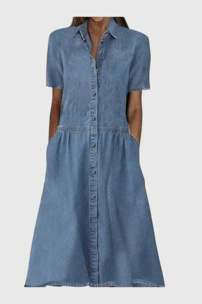 Viola | Damen Midikleid mit Knopfleiste und Kurzärmeln