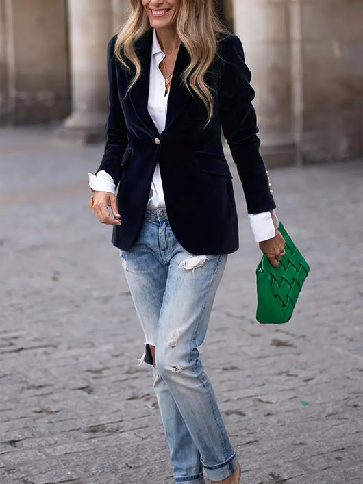 Sabina | Damen Klassischer Blazer mit Ein-Knopf-Verschluss
