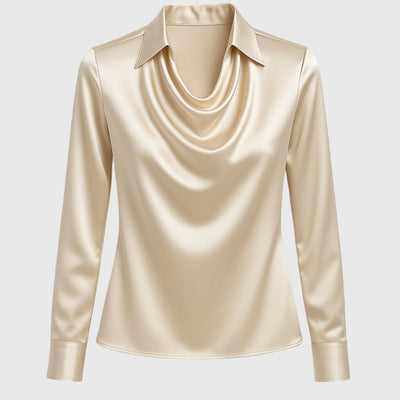 Emma | Damen Wasserfallkragen Langarm Top