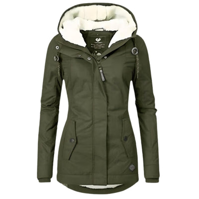 Annika | Damen Allwetter-Parka Gefütterter Sherpa-Kapuzenmantel Wasserabweisend