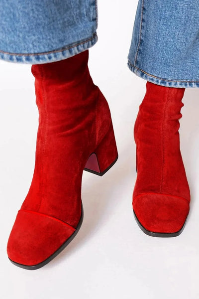 Lena | Damen Ankle Boots Velours Blockabsatz Leopardenmuster Kappe Reißverschluss