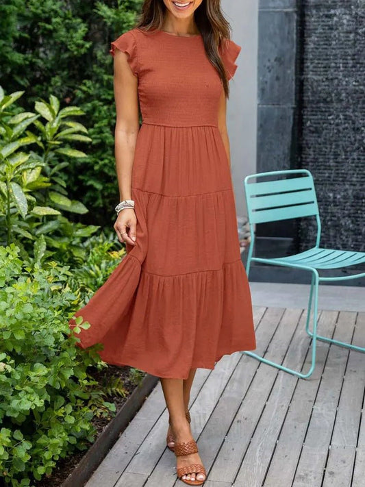 Johanna | Damen Bauchkontrolle Gestuftes Midi-Kleid