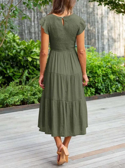 Johanna | Damen Bauchkontrolle Gestuftes Midi-Kleid