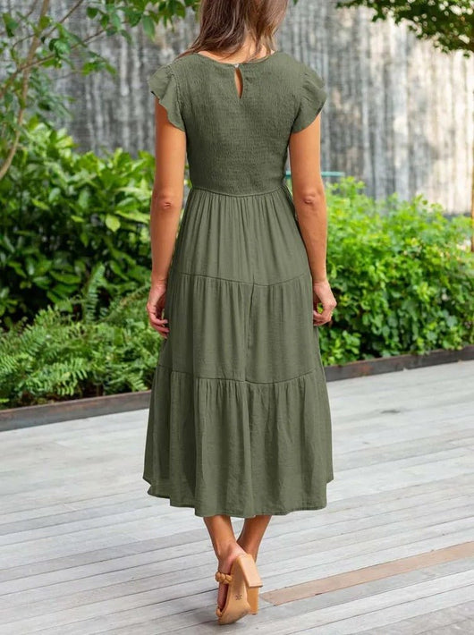 Johanna | Damen Bauchkontrolle Gestuftes Midi-Kleid