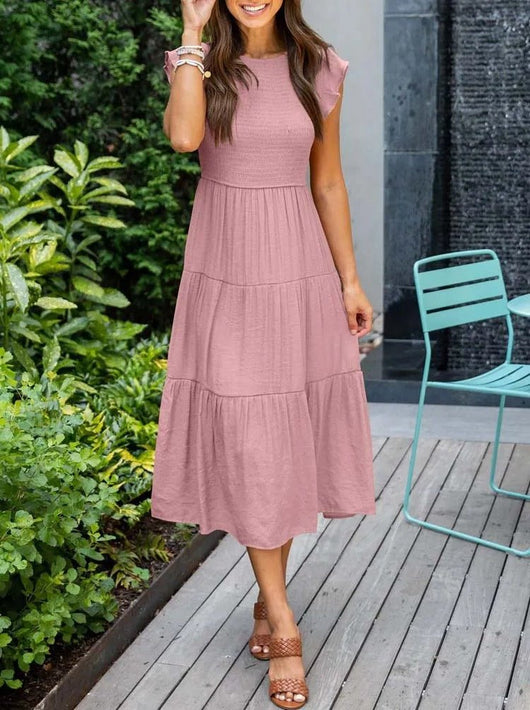 Johanna | Damen Bauchkontrolle Gestuftes Midi-Kleid