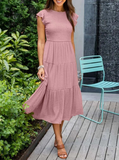 Johanna | Damen Bauchkontrolle Gestuftes Midi-Kleid