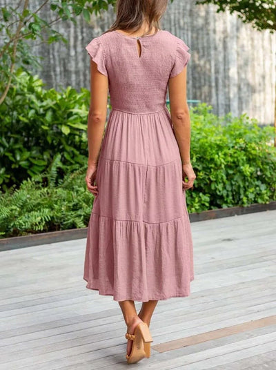 Johanna | Damen Bauchkontrolle Gestuftes Midi-Kleid