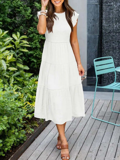 Johanna | Damen Bauchkontrolle Gestuftes Midi-Kleid