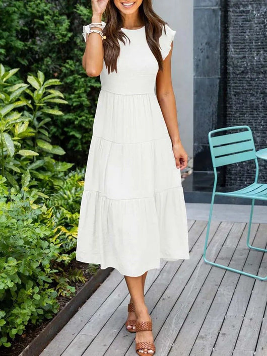Johanna | Damen Bauchkontrolle Gestuftes Midi-Kleid