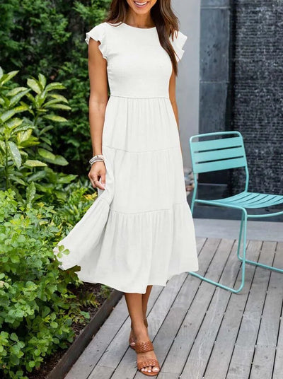 Johanna | Damen Bauchkontrolle Gestuftes Midi-Kleid