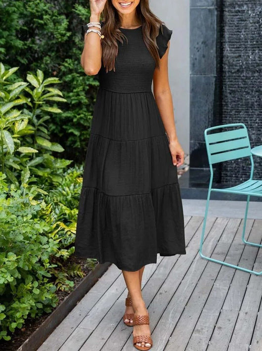 Johanna | Damen Bauchkontrolle Gestuftes Midi-Kleid