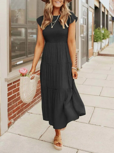 Johanna | Damen Bauchkontrolle Gestuftes Midi-Kleid