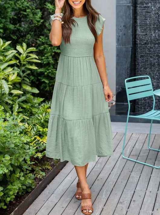 Johanna | Damen Bauchkontrolle Gestuftes Midi-Kleid
